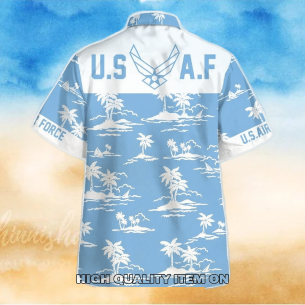 U.S. Air Force Ocean Blue Short Sleeve Hawaiian Shirt U.S. Air Force Ocean Blue Short Sleeve Hawaiian Shirt
