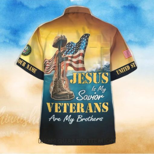 U.S. Army Jesus Is My Savior Veterans Are My Brothers Custom Name Hawaiian Shirt