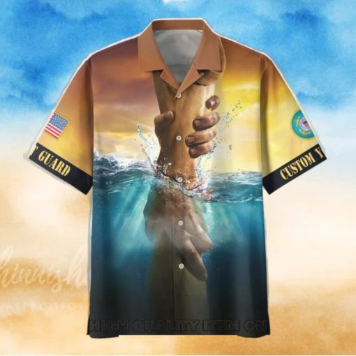 U.S. Coast Guard Jesus Is My Savior Veterans Are My Brothers Custom Name Hawaiian Shirt