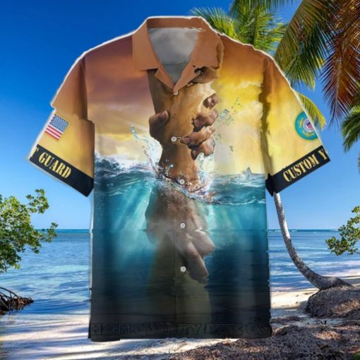 U.S. Coast Guard Jesus Is My Savior Veterans Are My Brothers Custom Name Hawaiian Shirt