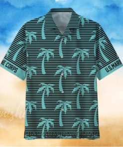 U.S. Marine Corps Coconut Tree Horizontal Striped Hawaiian Shirt