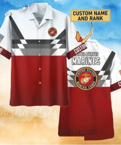 U.S. Marine Corps Custom Name And Rank Trending Hawaiian Shirt