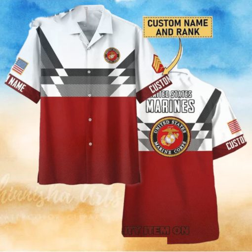 U.S. Marine Corps Custom Name And Rank Trending Hawaiian Shirt