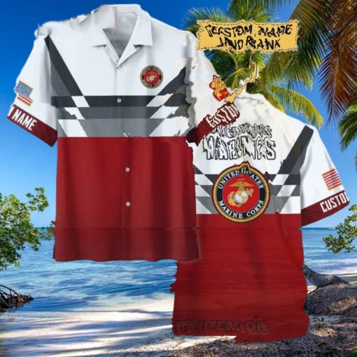 U.S. Marine Corps Custom Name And Rank Trending Hawaiian Shirt