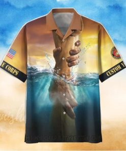 U.S. Marine Corps Jesus Is My Savior Veterans Are My Brothers Custom Name Hawaiian Shirt