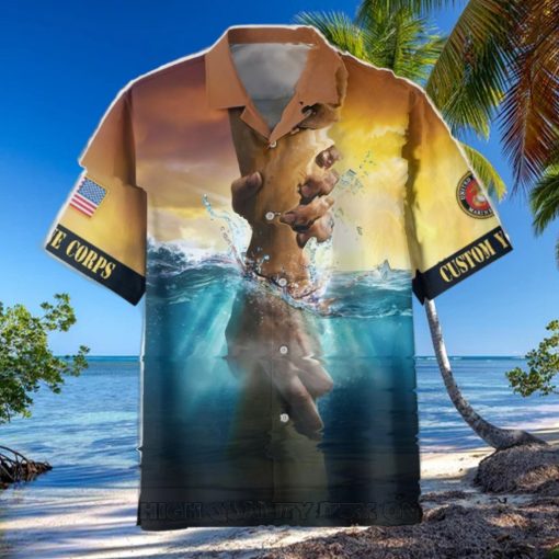 U.S. Marine Corps Jesus Is My Savior Veterans Are My Brothers Custom Name Hawaiian Shirt