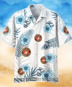 U.S. Marine Corps Tropical Floral Summer Hawaiian Shirt