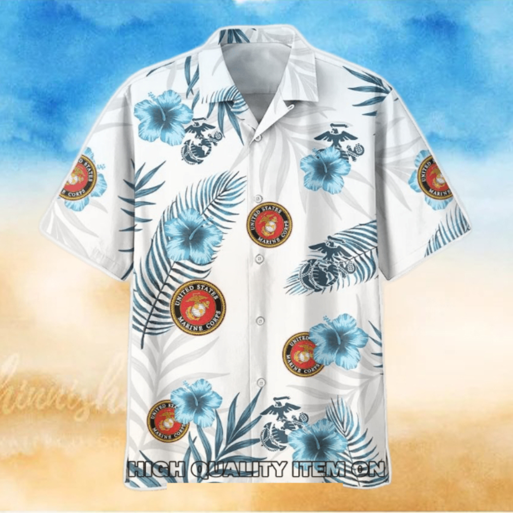 U.S. Marine Corps Tropical Floral Summer Hawaiian Shirt U.S. Marine Corps Tropical Floral Summer Hawaiian Shirt