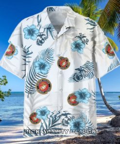 U.S. Marine Corps Tropical Floral Summer Hawaiian Shirt