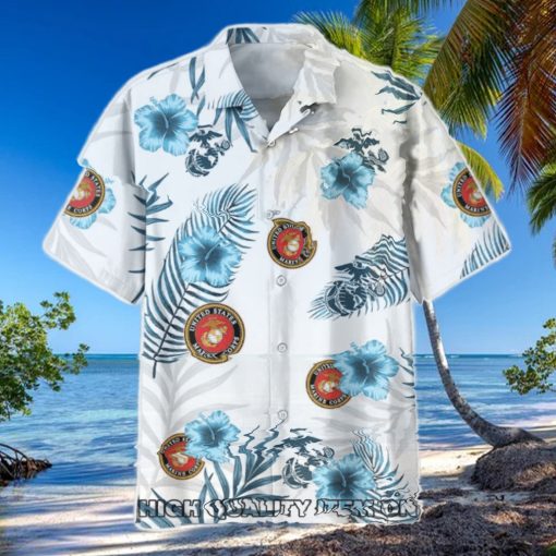 U.S. Marine Corps Tropical Floral Summer Hawaiian Shirt