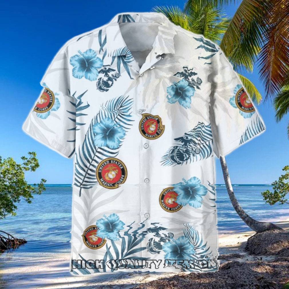 U.S. Marine Corps Tropical Floral Summer Hawaiian Shirt U.S. Marine Corps Tropical Floral Summer Hawaiian Shirt