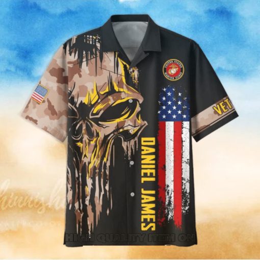 U.S. Marine Corps Veterans Punisher Skull Custom Hawaiian Shirt