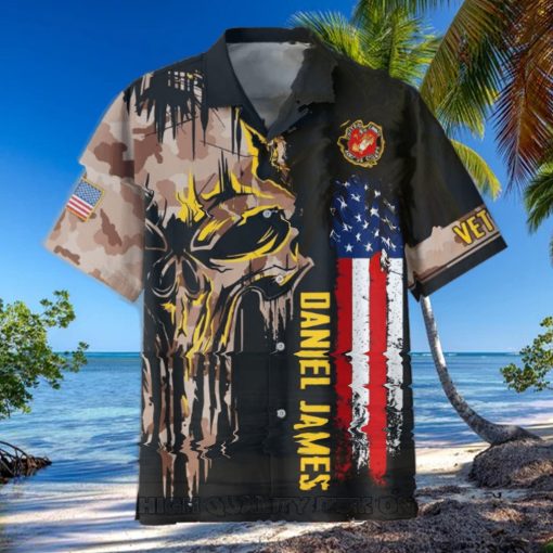 U.S. Marine Corps Veterans Punisher Skull Custom Hawaiian Shirt