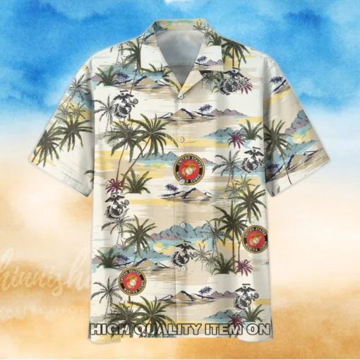U.S. Marine Corps Veterans Tropical Island Hawaiian Shirt
