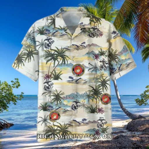 U.S. Marine Corps Veterans Tropical Island Hawaiian Shirt