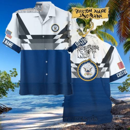 U.S. Navy Custom Name And Rank Trending Hawaiian Shirt