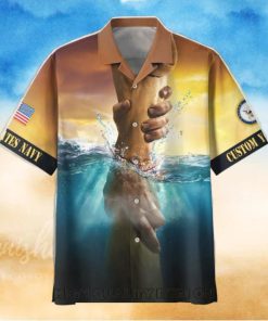 U.S. Navy Jesus Is My Savior Veterans Are My Brothers Custom Name Hawaiian Shirt