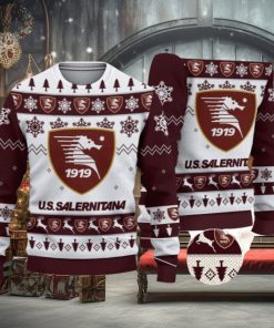 U.S. Salernitana 1919 Ugly Christmas Sweater Snowflake Pattern Pattern 3D Sweater Holiday Gift Ideas For Sport Fans