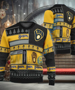 Milwaukee Brewers Patchwork Pattern Ugly Christmas Sweater