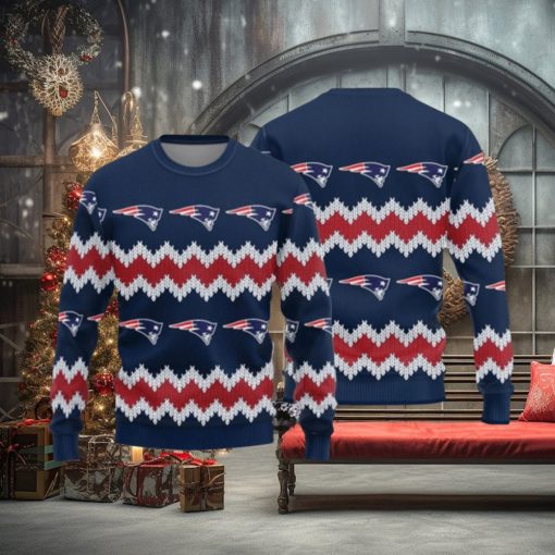 New England Patriots Logo Knitted Pattern Ugly Christmas Sweater