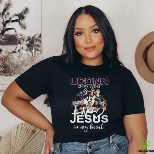 UConn Huskies In My Veins Jesus In My Heart T Shirt