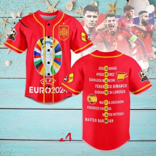 UEFA Euro 2024 Spain Team Custom Baseball Jersey