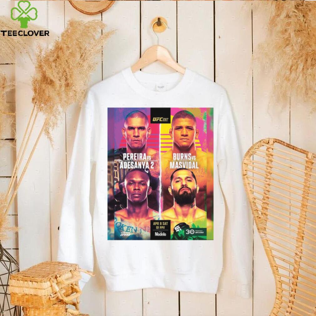 UFC 287 Miami Pereira vs Adesanya and Burns vs Masvidal poster hoodie shirt UFC 287 Miami Pereira vs Adesanya and Burns vs Masvidal poster hoodie shirt