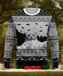 UFO Cat Hoodie Funny Cat Selfi Ugly Christmas Sweater Christmas Gift For Men And Women