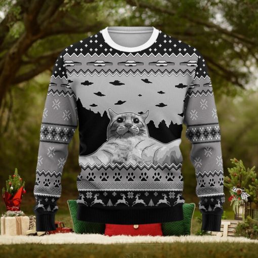 UFO Cat Hoodie Funny Cat Selfi Ugly Christmas Sweater Christmas Gift For Men And Women