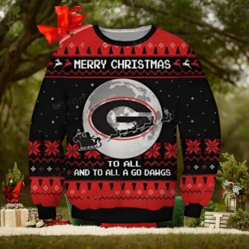 UGA Ugly Christmas Sweater Black To All A Go Dawgs Georgia Bulldogs Gift