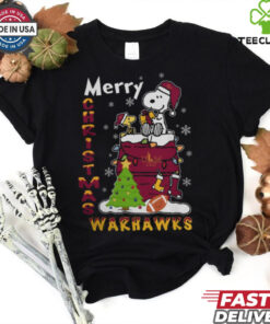 ULM Warhawks Snoopy And Woodstock Merry Christmas Shirt