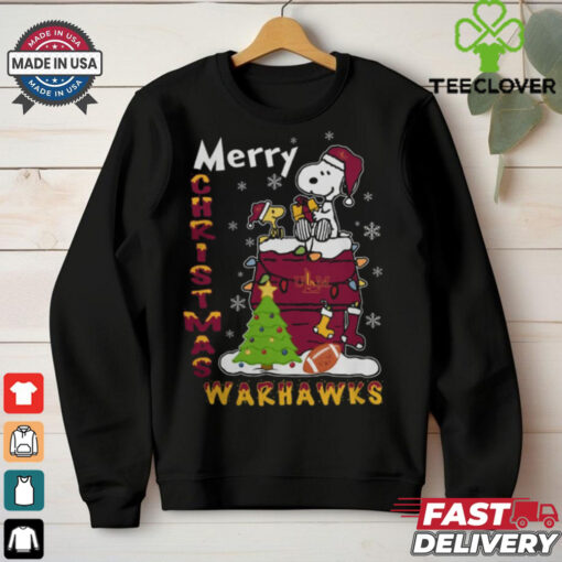 ULM Warhawks Snoopy And Woodstock Merry Christmas Shirt