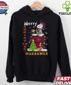 ULM Warhawks Snoopy And Woodstock Merry Christmas Shirt
