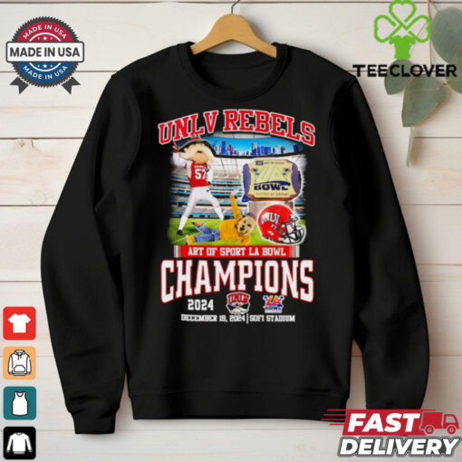 UNLV Rebels 2024 Art of Sport LA Bowl Champions Mascot Unisex T Shirt