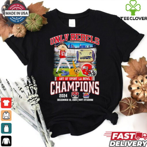 UNLV Rebels 2024 Art of Sport LA Bowl Champions Mascot Unisex T Shirt
