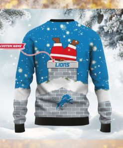 Detroit Lions NFL Football Team Logo Symbol Santa Claus Custom Name Personalized 3D Ugly Christmas Sweater Shirt For Men And Women On Xmas Days