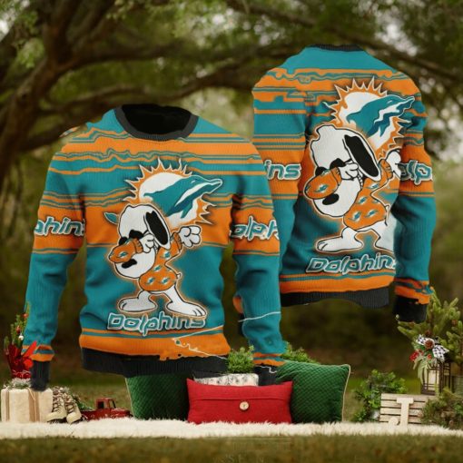 Miami Dolphins Snoppy Christmas Knitted Sweater For Men And Women