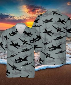 US Air Force Fairchild Republic A 10 Thunderbolt II Silhouettes Hawaiian Shirt Beach Summer