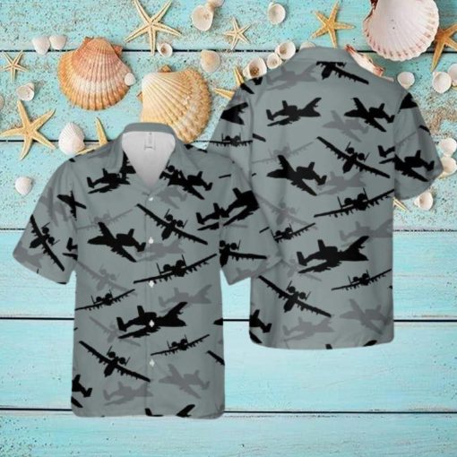 US Air Force Fairchild Republic A 10 Thunderbolt II Silhouettes Hawaiian Shirt Beach Summer