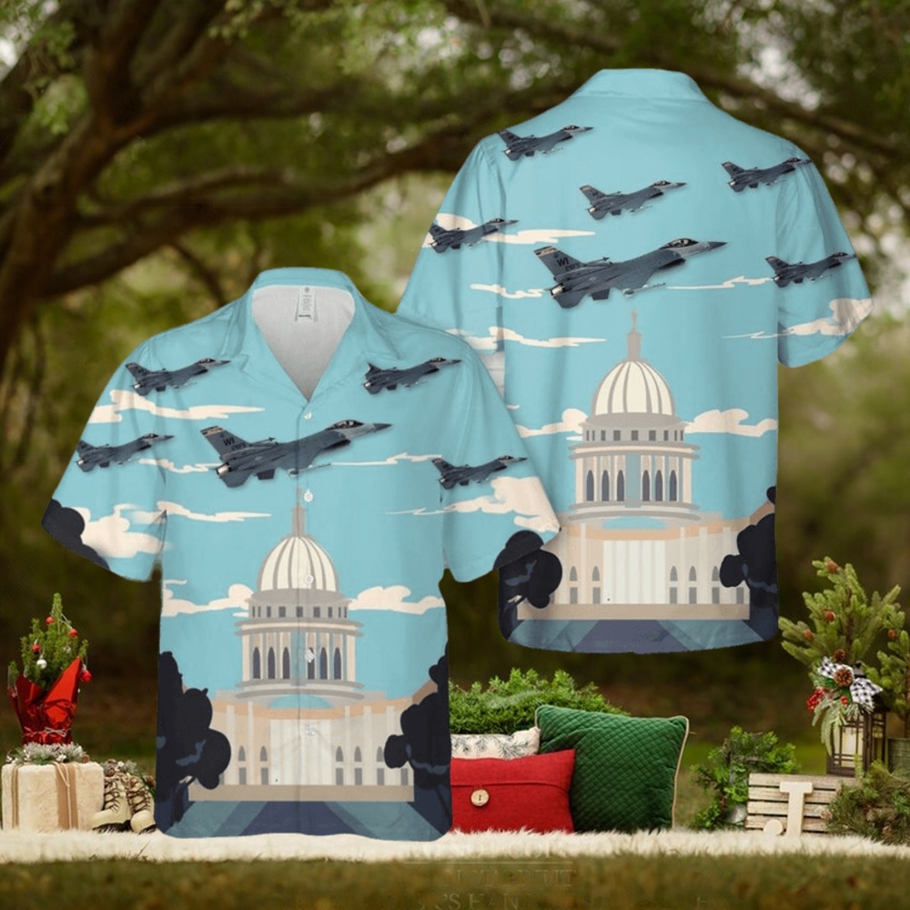 US Air Force Wisconsin Air National Guard Fighter Wing Fighting Falcon Hawaiian Shirt US Air Force Wisconsin Air National Guard Fighter Wing Fighting Falcon Hawaiian Shirt