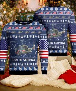 US Army Bell UH 1B Iroquois Huey Helicopter Ugly Christmas Sweater