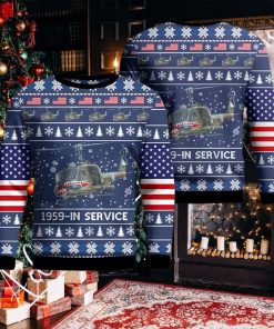 US Army Bell UH 1B Iroquois Huey Helicopter Ugly Christmas Sweater