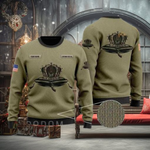 US Flag Crown Royal Personalized Xmas Ugly Christmas Sweater
