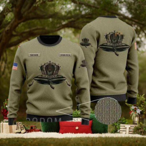 US Flag Crown Royal Personalized Xmas Ugly Christmas Sweater