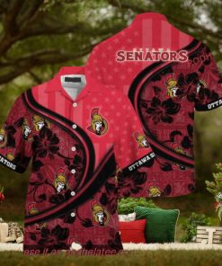 US Flag Design Custom Summer Aloha Shirt, Ottawa Senators NHL