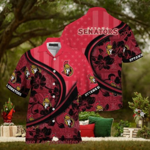 US Flag Design Custom Summer Aloha Shirt, Ottawa Senators NHL