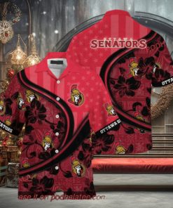 US Flag Design Custom Summer Aloha Shirt, Ottawa Senators NHL