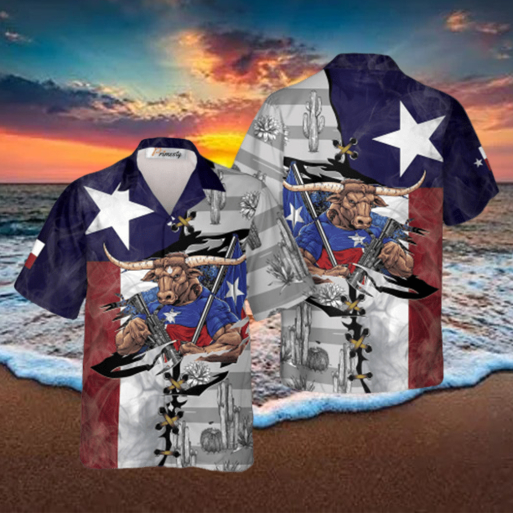 US Flag Longhorn Texas Hawaiian Shirts US Flag Longhorn Texas Hawaiian Shirts