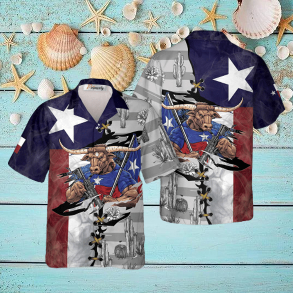 US Flag Longhorn Texas Hawaiian Shirts US Flag Longhorn Texas Hawaiian Shirts