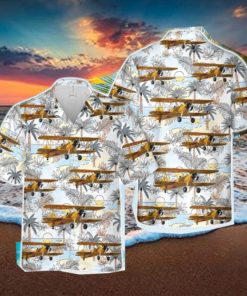 US Navy Boeing B75N1 Stearman N7520 Tropical 3D Hawaiian Shirt US Navy Summer Gift